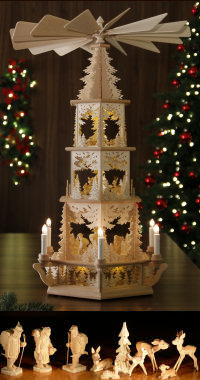 Elektrische Weihnachtspyramide Original aus dem Erzgebirge 
H�he: 77 cm