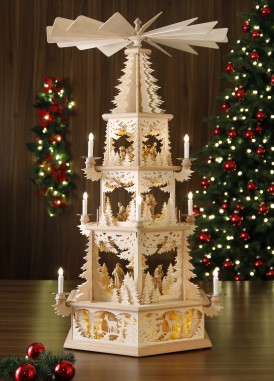 Original Weihnachtspyramide mit Christi Geburt